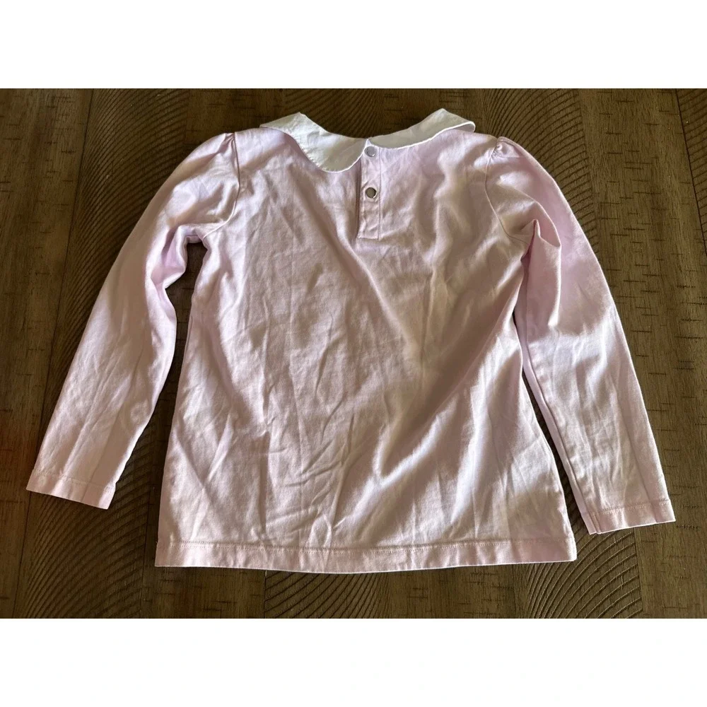 Jacadi Paris Soft Pink Long Sleeve T-Shirt with White Peter Pan Collar Dress